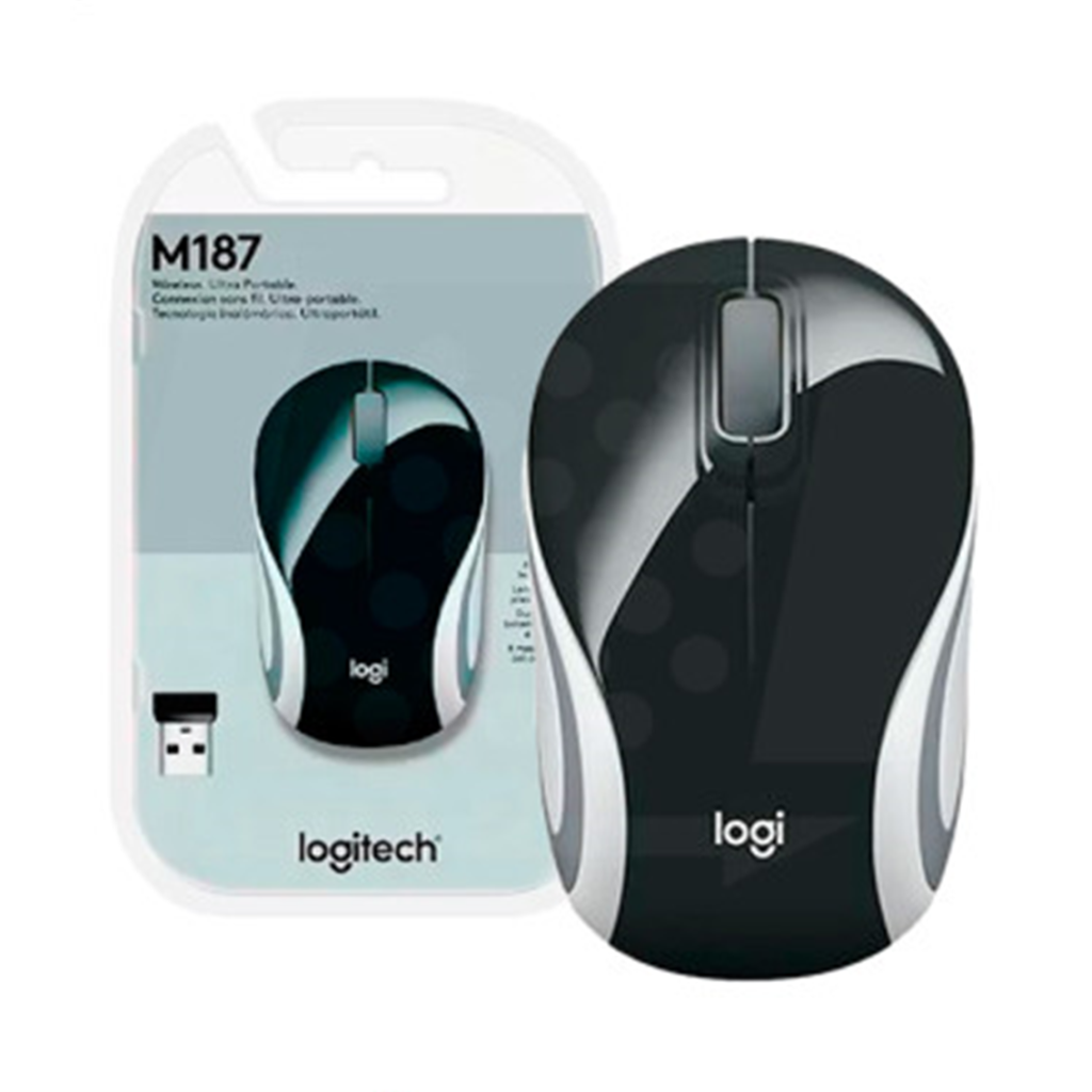 Mini Mouse Óptico Wireless M187 Preto USB - GigaByte Tecnologias